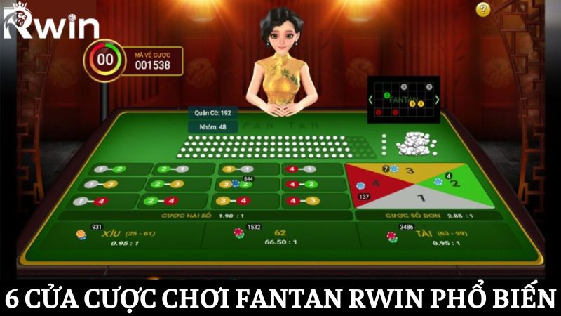 Một số cửa cược trong trò chơi Fantan Rwin bao gồm:
